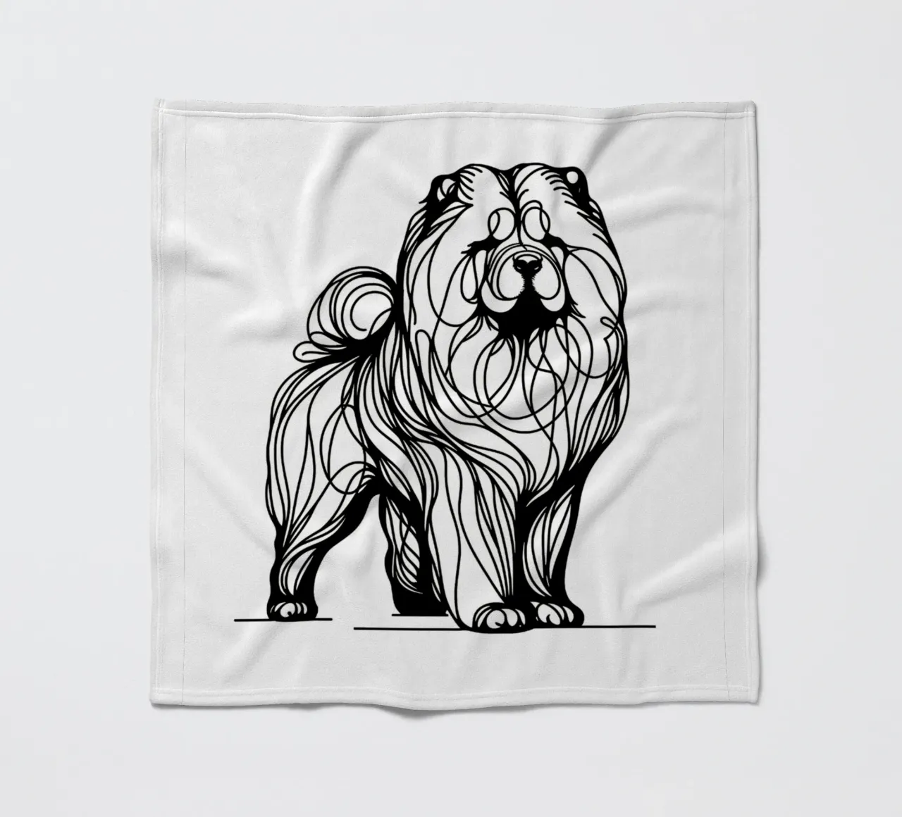 Chien Chow Chow Dessin au trait plaid polaire de WijdevenDesign