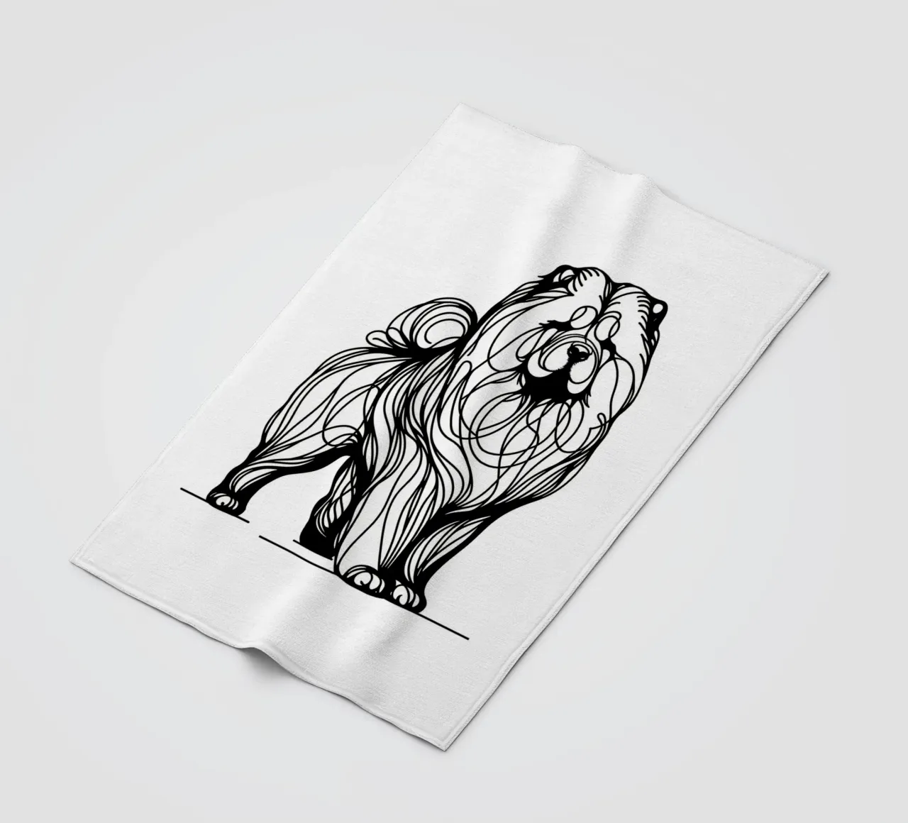 Chien Chow Chow Dessin au trait plaid polaire de WijdevenDesign