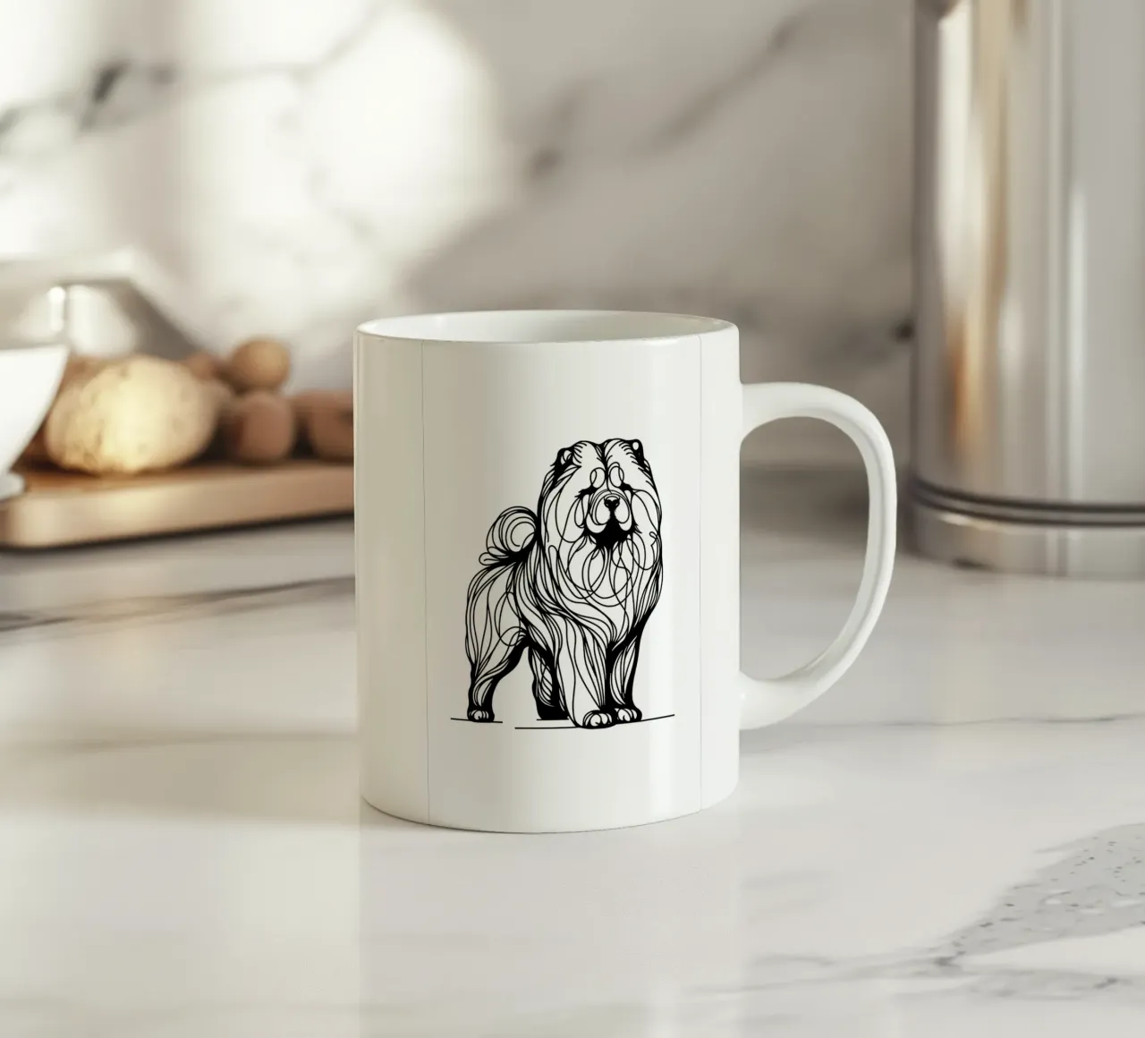 Chien Chow Chow Dessin au trait mug en céramique de WijdevenDesign