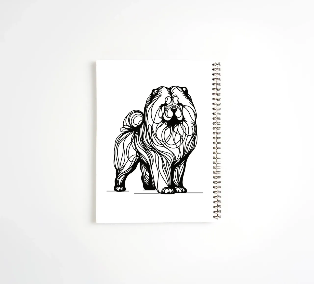 Chien Chow Chow Dessin au trait carnet à spirale de WijdevenDesign