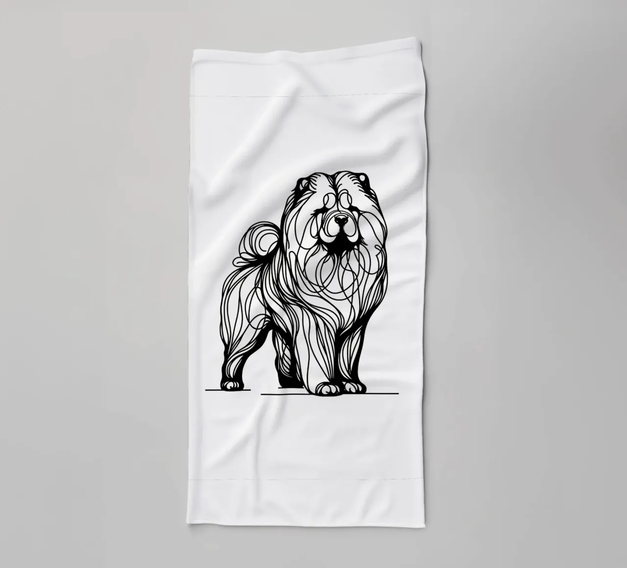 Chien Chow Chow Dessin au trait serviette de bain de WijdevenDesign