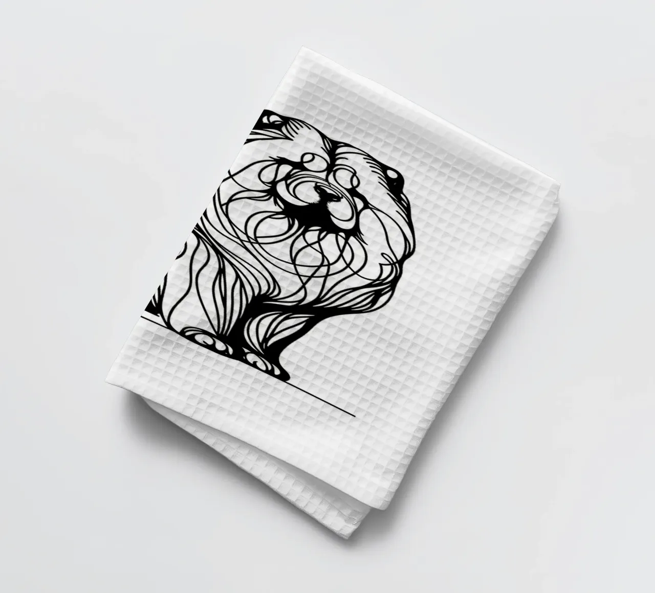 Chien Chow Chow Dessin au trait torchon de WijdevenDesign