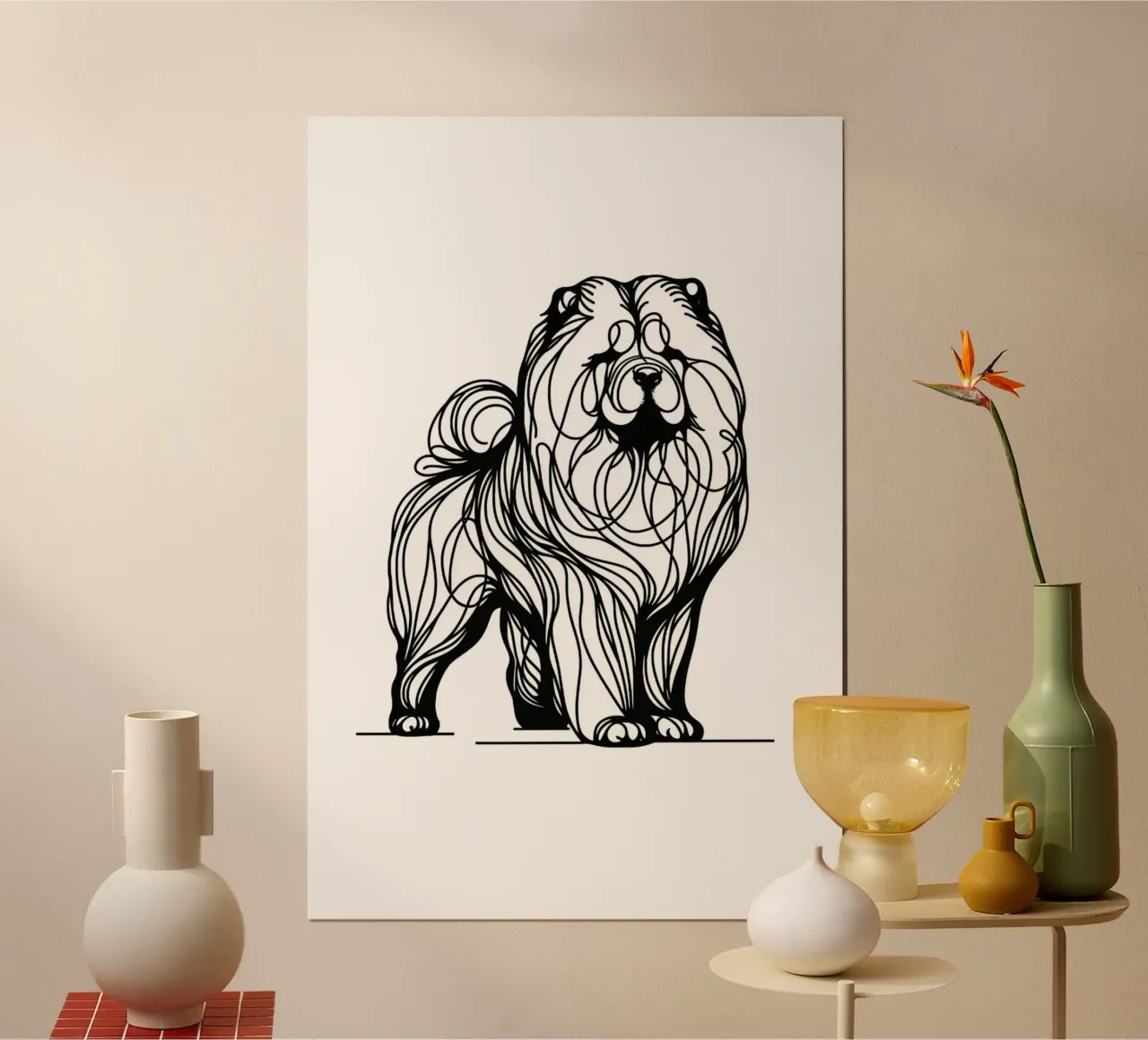 Chien Chow Chow Dessin au trait hahnemühle de WijdevenDesign