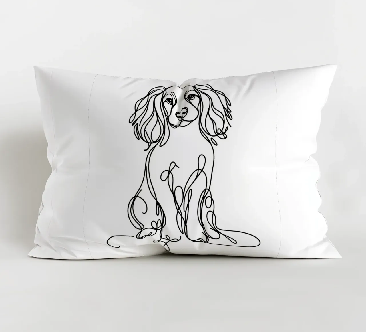 Disegno artistico lineare del cane Springer Spaniel cuscino da WijdevenDesign