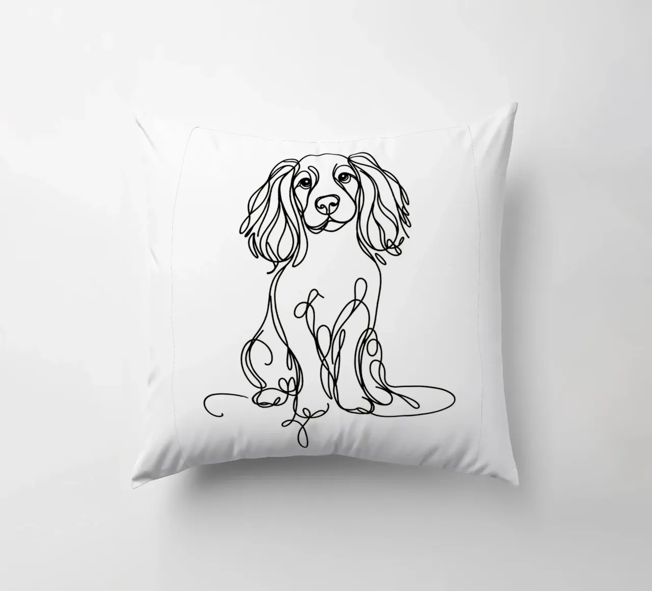 Disegno artistico lineare del cane Springer Spaniel cuscino da WijdevenDesign
