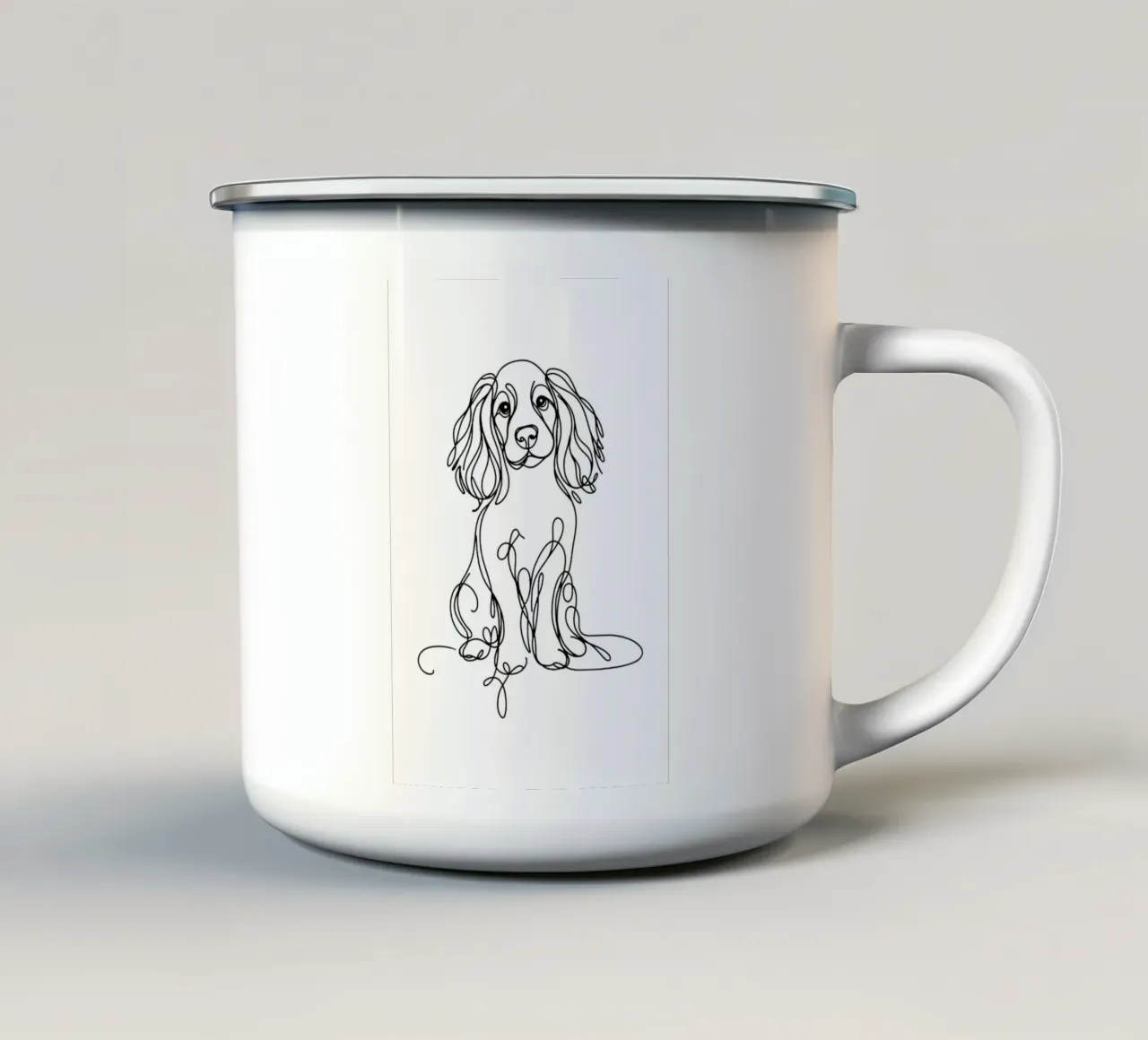 Disegno artistico lineare del cane Springer Spaniel tazza in smalto da WijdevenDesign