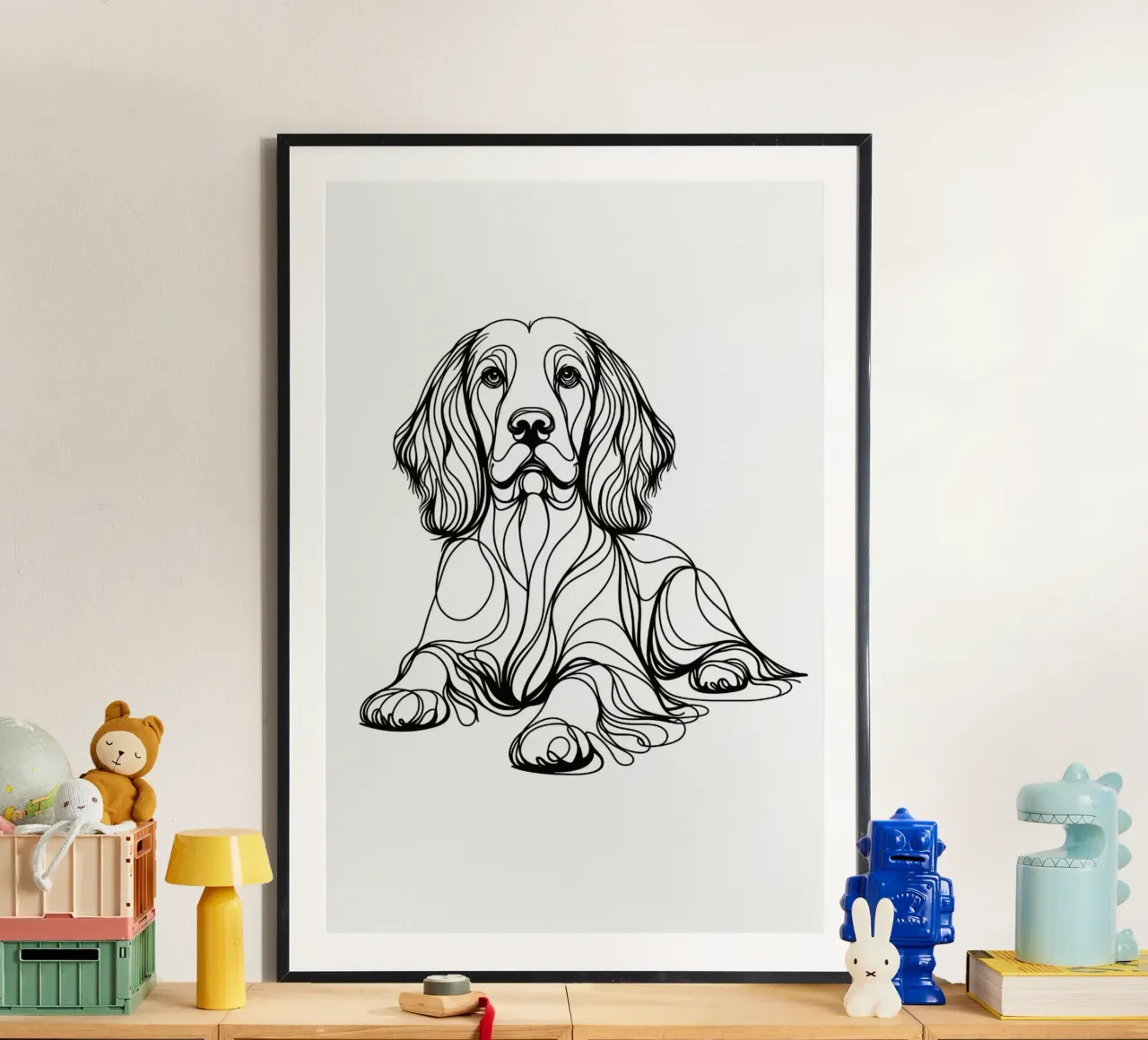 Springer Spaniel Dog Line Art Drawing hahnemühle by WijdevenDesign