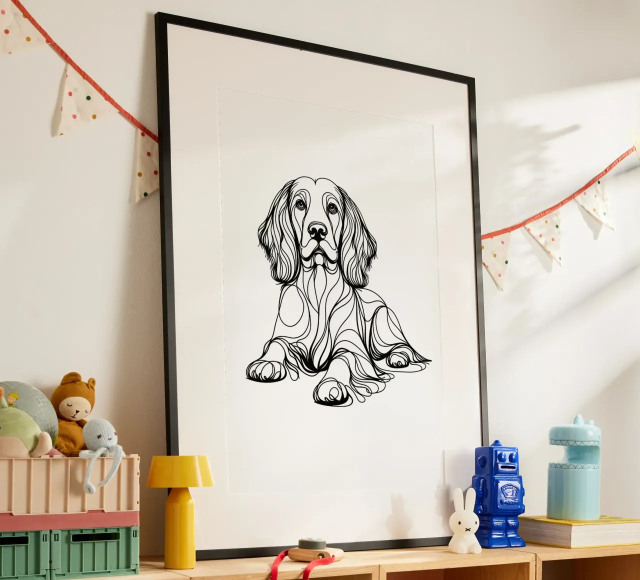 Springer Spaniel Dog Line Art Drawing hahnemühle by WijdevenDesign