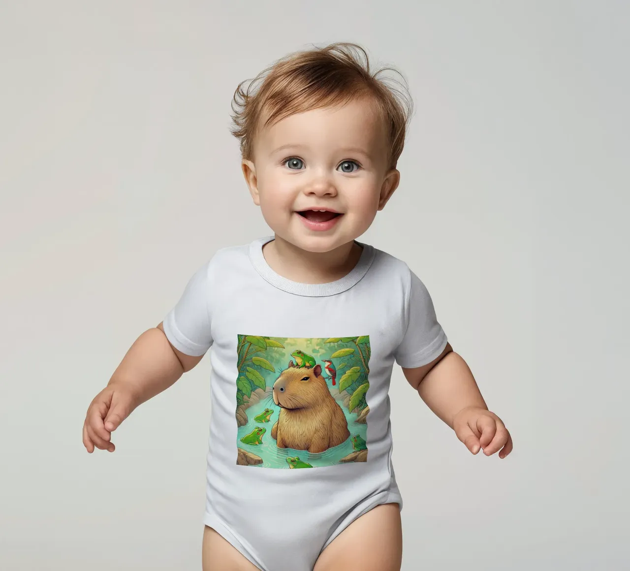 Capibara e amici body neonato maniche corte da FluffyToons