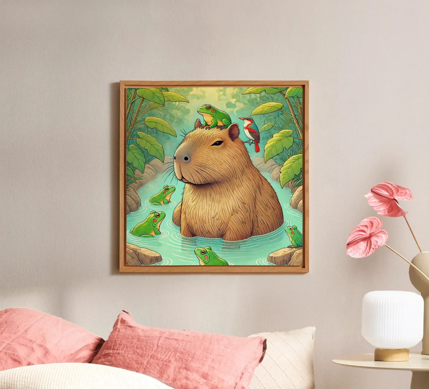 Capibara en vrienden aluminium-dibond van FluffyToons