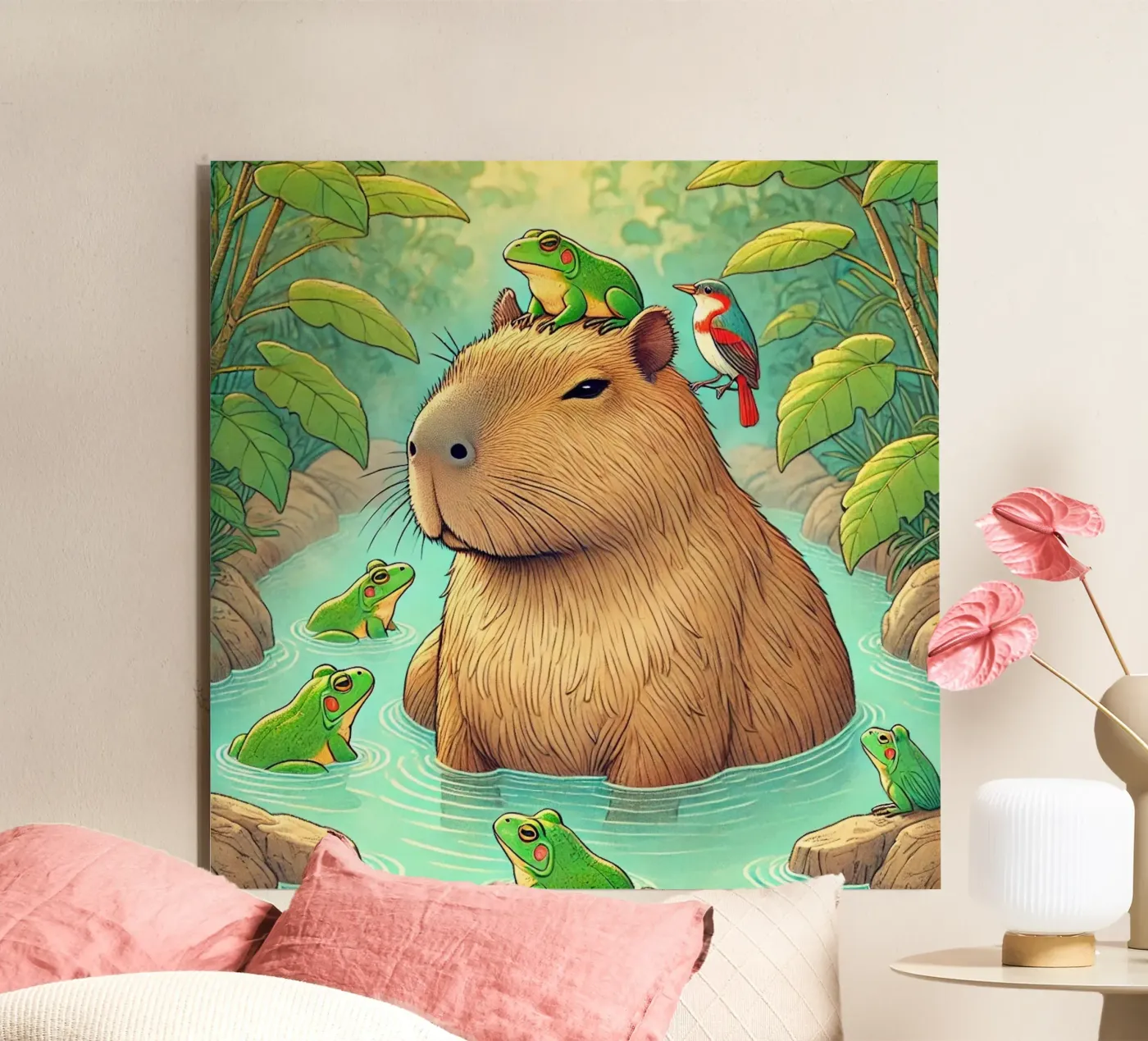 Capibara en vrienden aluminium-dibond van FluffyToons