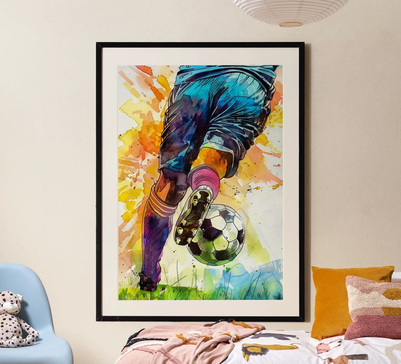 Aquarelle sport joueur de football poster de Justyna Jaszke JBJart