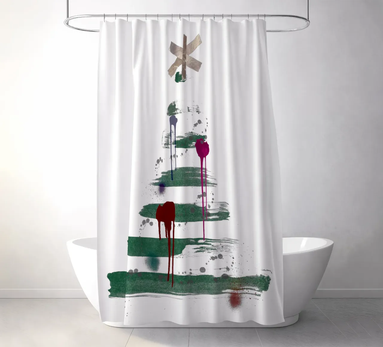 „Under the tree“, Modern Minimalist Christmas Tree Design tenda da doccia da ChristmasMooodz
