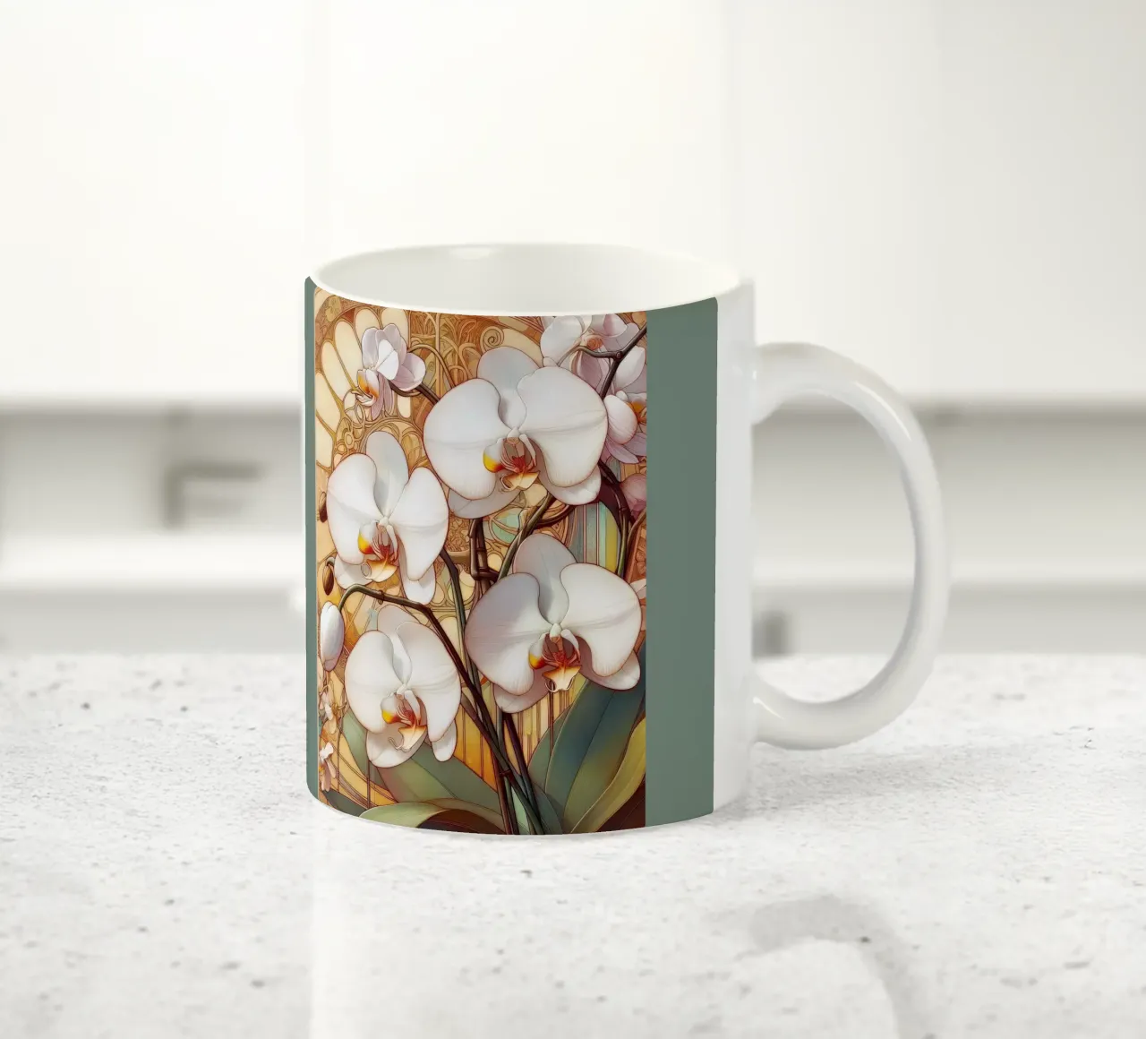 Orchidee tazza in ceramica da Art-Nouveau-Dsg