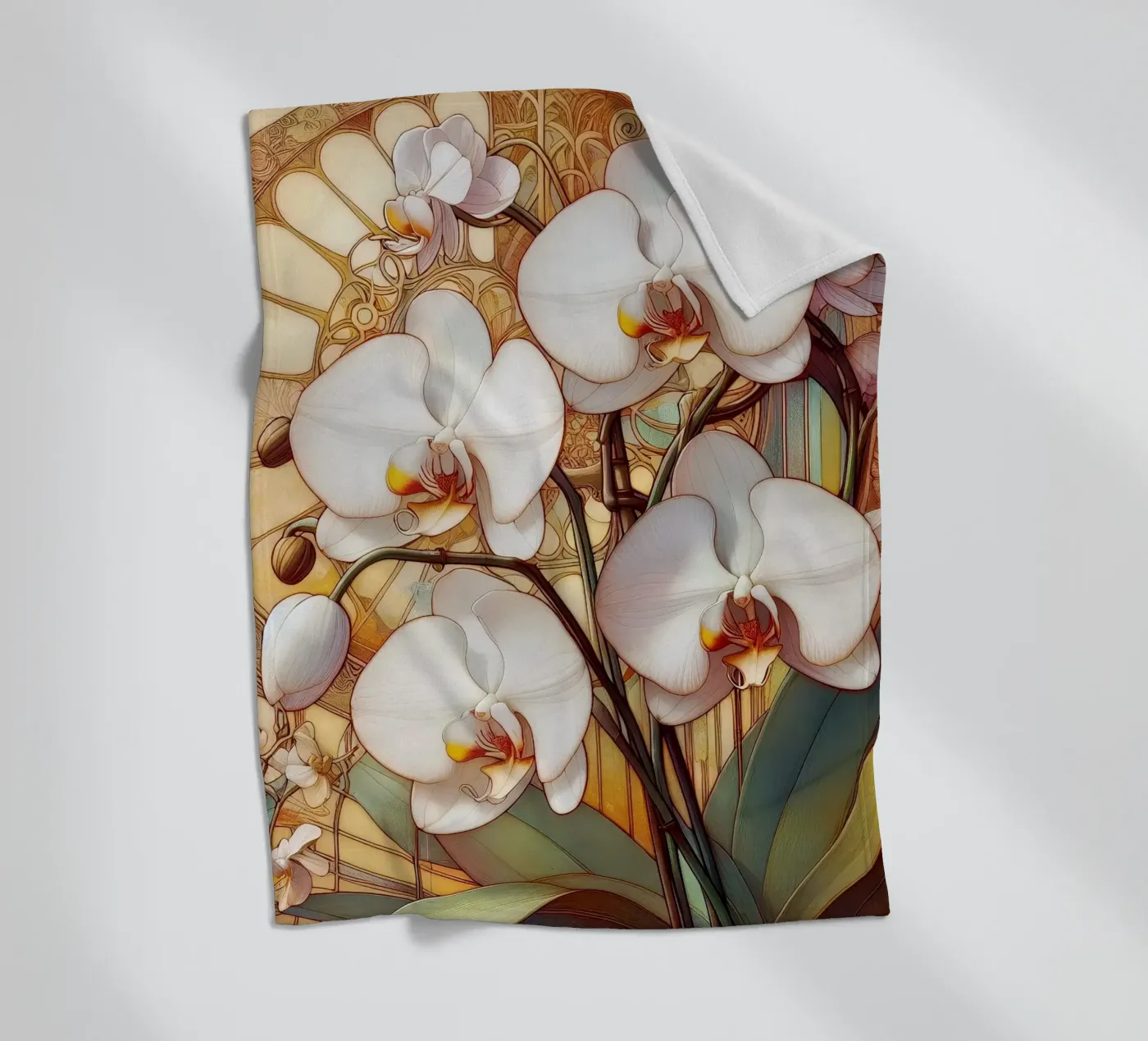 Orchids Fleecedecke von Art-Nouveau-Dsg