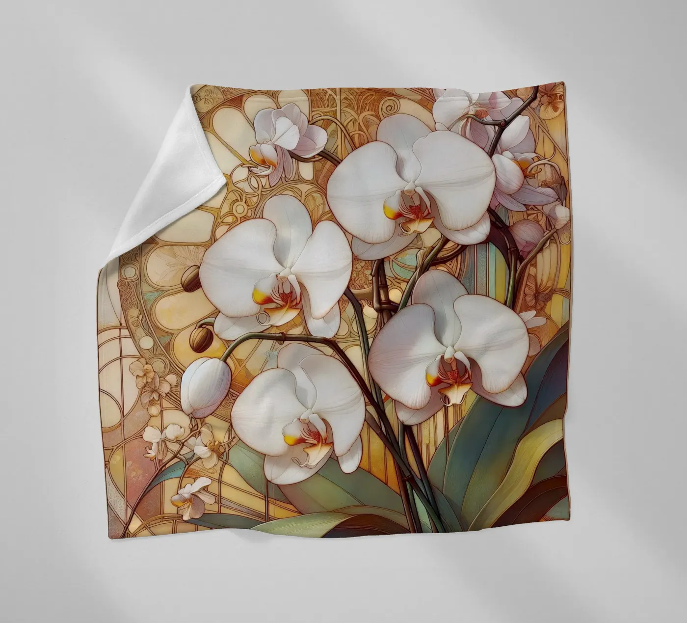 Orchids Fleecedecke von Art-Nouveau-Dsg