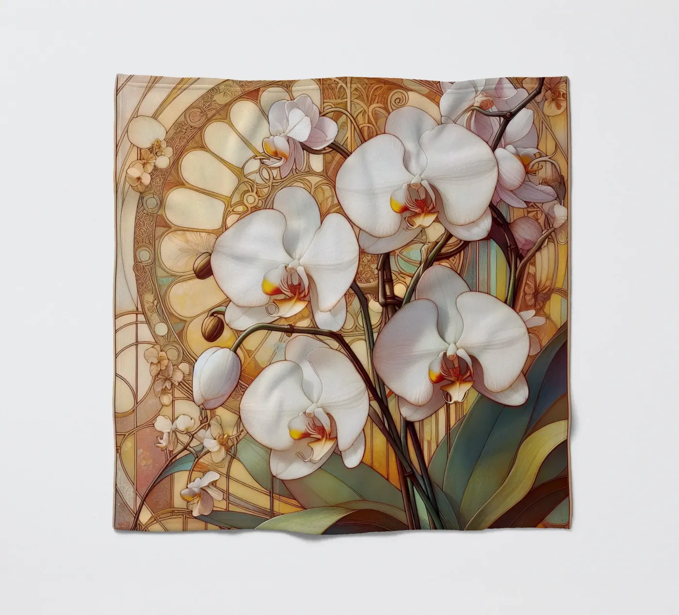 Orchids Fleecedecke von Art-Nouveau-Dsg