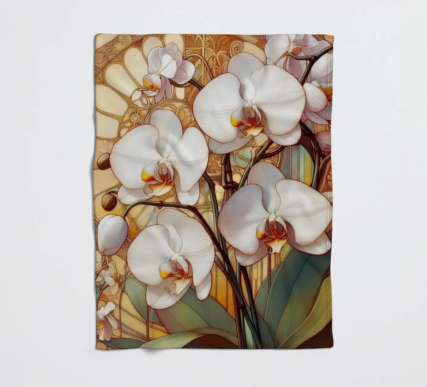 Orchids Fleecedecke von Art-Nouveau-Dsg