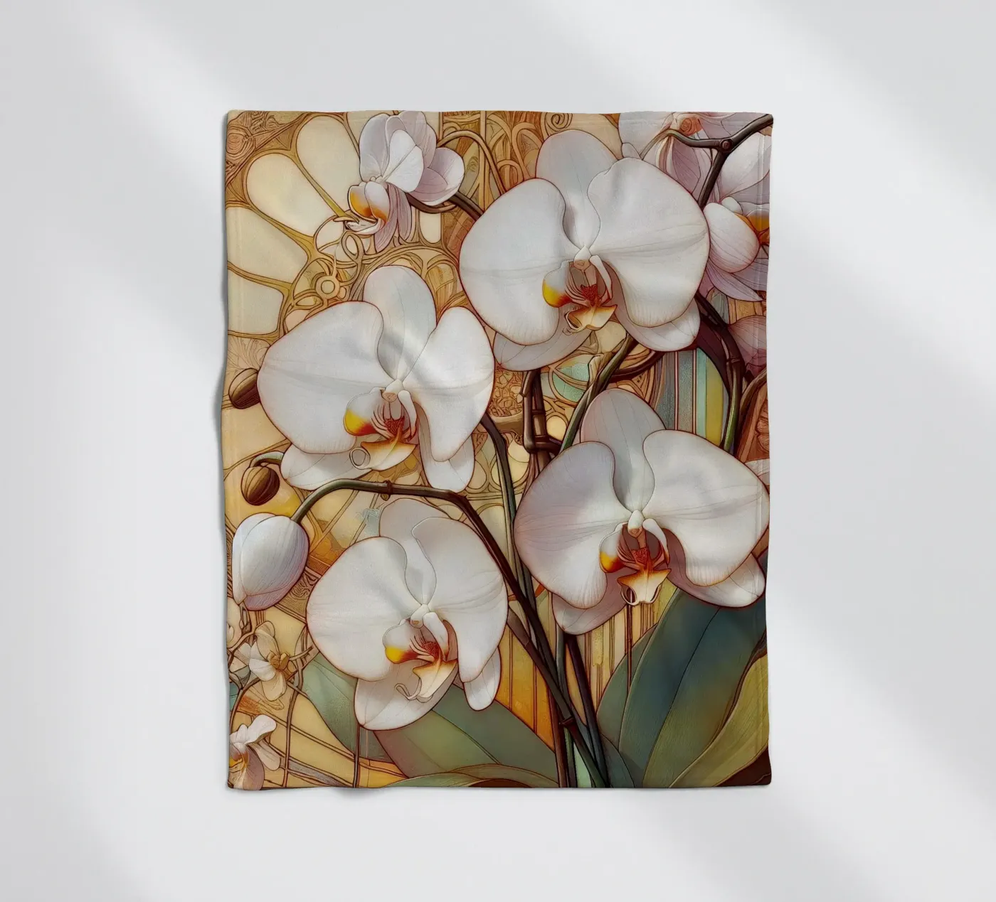 Orchids Fleecedecke von Art-Nouveau-Dsg