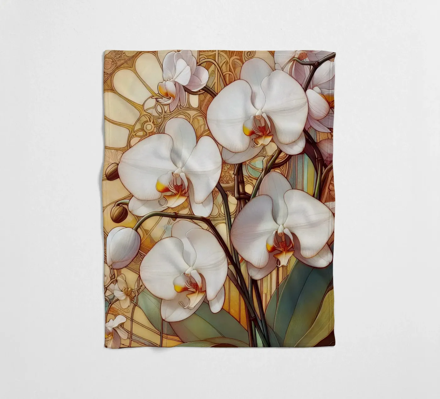 Orchids Fleecedecke von Art-Nouveau-Dsg