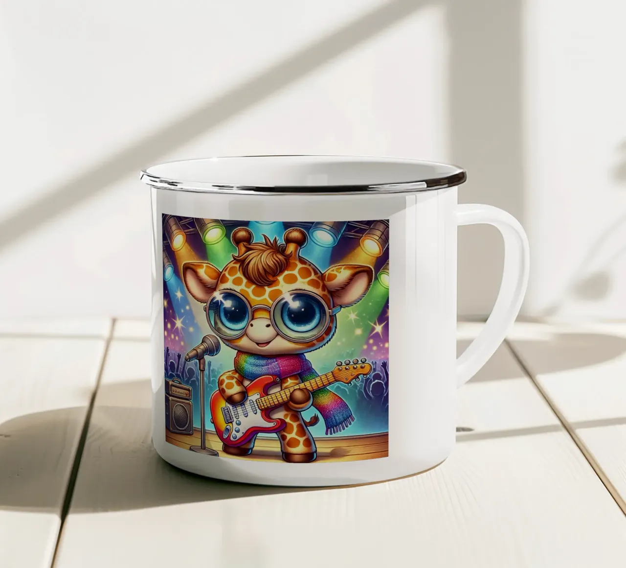Giraffa Rock Star tazza in smalto da FluffyToons