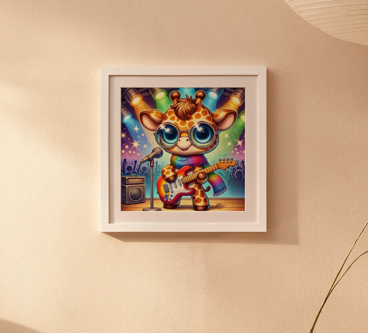 Giraffa Rock Star poster con telaio in plastica da FluffyToons