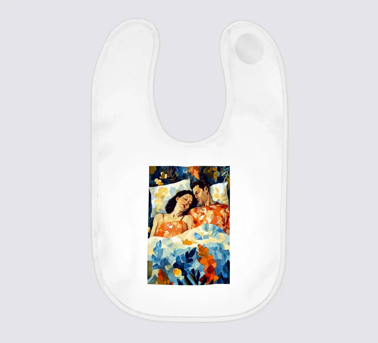 Love is in the air watercolor digital painting baby bib by Justyna Jaszke JBJart