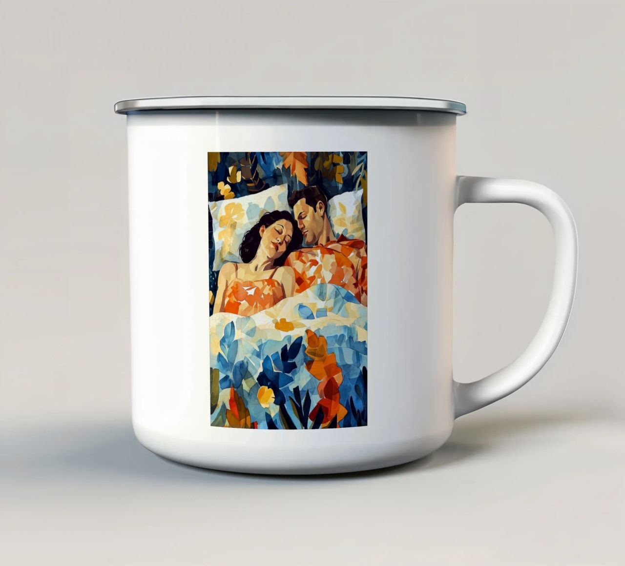 L'amore è nell'aria pittura digitale ad acquerello tazza in smalto da Justyna Jaszke JBJart