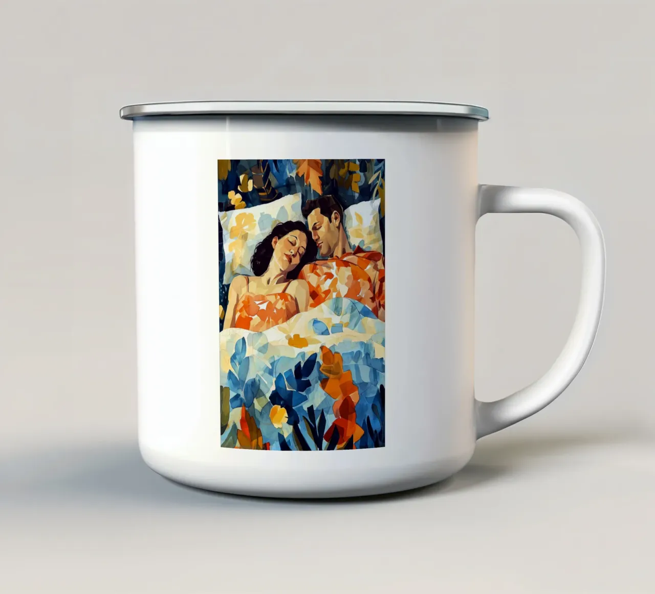L'amore è nell'aria pittura digitale ad acquerello tazza in smalto da Justyna Jaszke JBJart