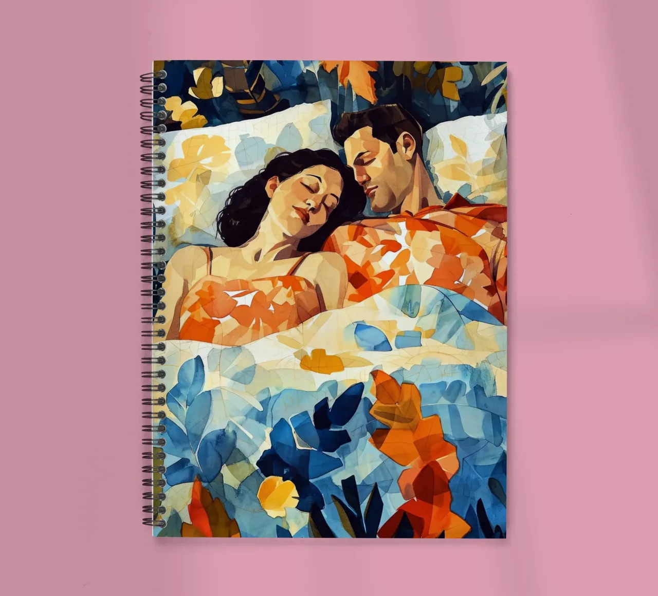 Love is in the air watercolor digital painting spiral notebook by Justyna Jaszke JBJart