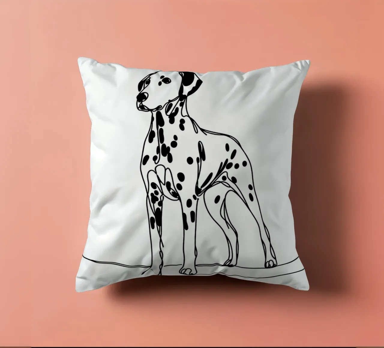 Dalmatian Dog Line Art Drawing decorative cushion by WijdevenDesign
