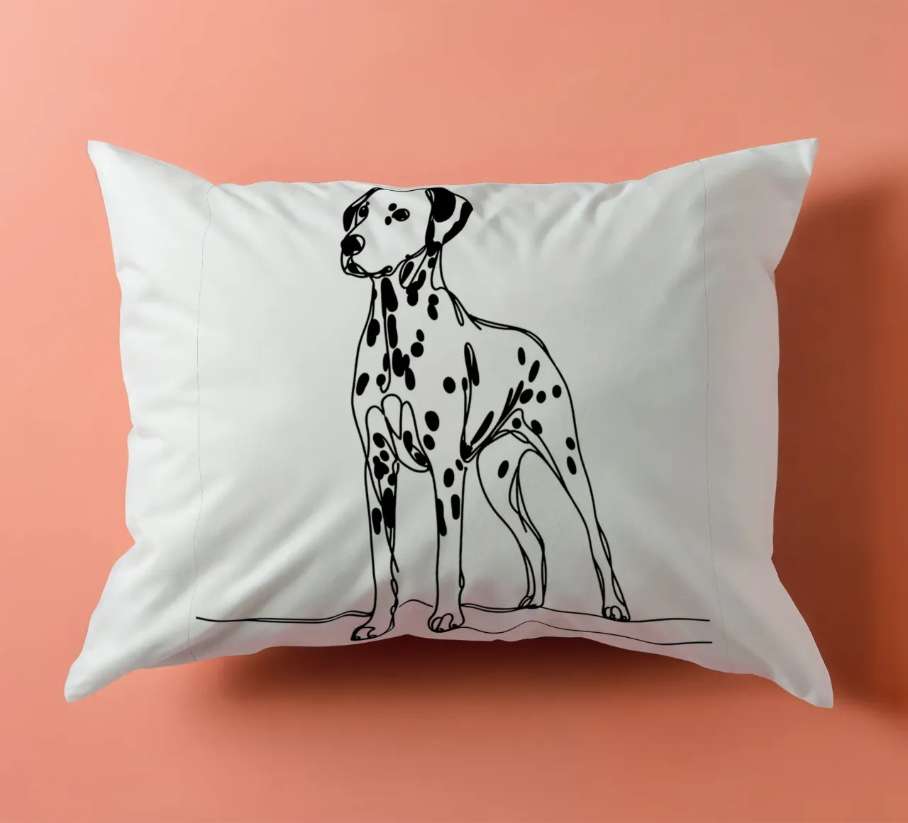 Dalmatian Dog Line Art Drawing decorative cushion by WijdevenDesign