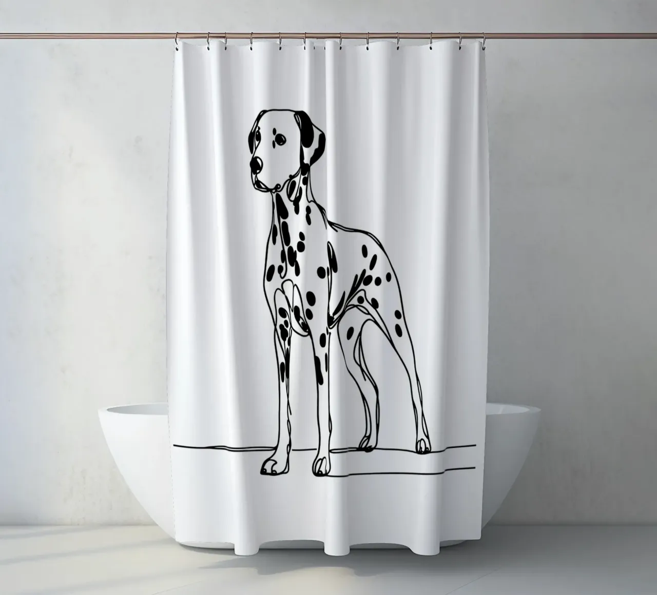 Dalmatian Dog Line Art Drawing shower curtain by WijdevenDesign