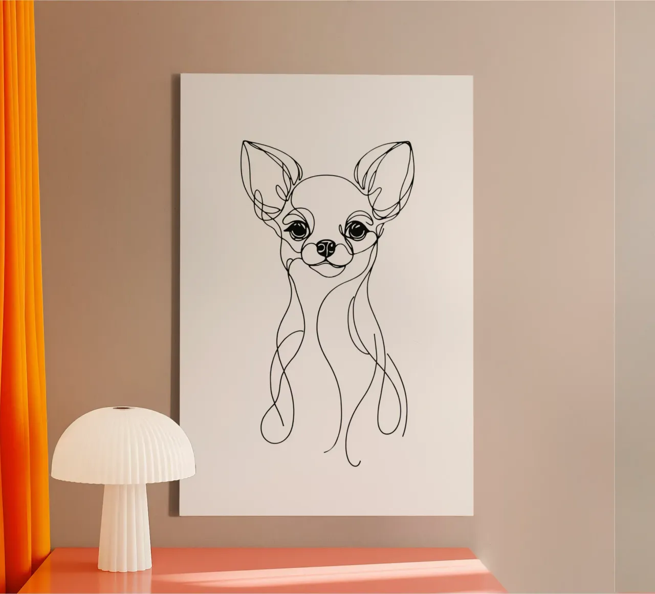 Chihuahua Dog Line Art Drawing canvas by WijdevenDesign