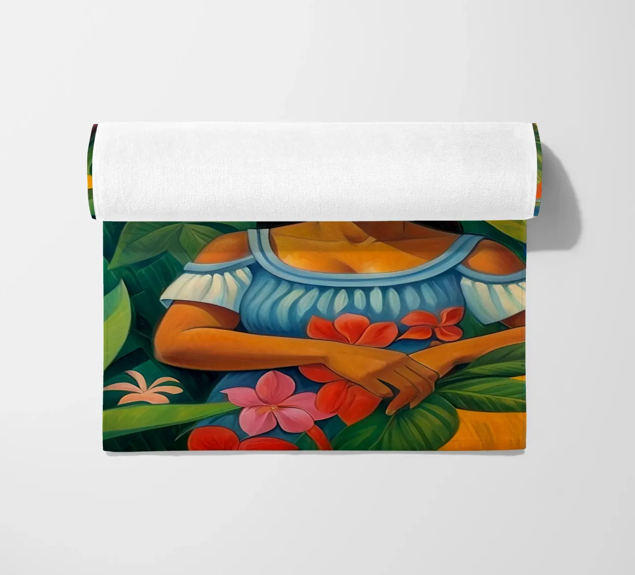 Native Woman in the Forest - Tropical Collection beach towel by Conde Arte