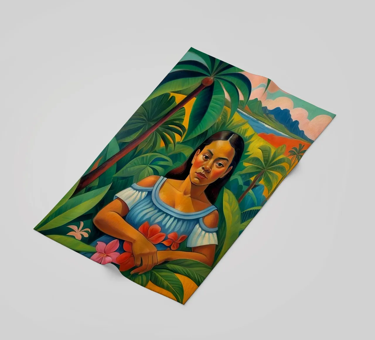 Native Woman in the Forest - Tropical Collection beach towel by Conde Arte