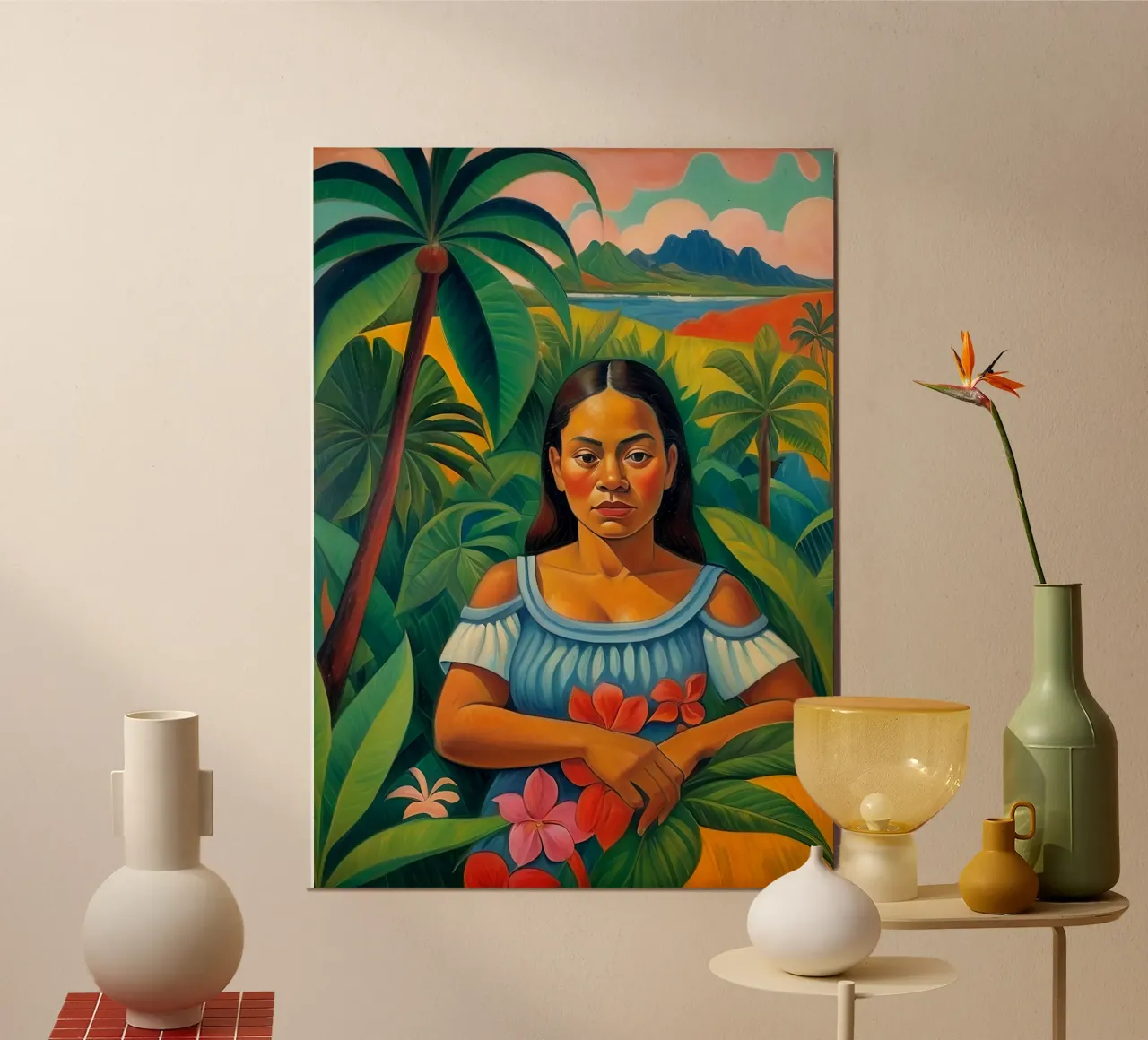 Native Woman in the Forest - Tropical Collection alu-dibond by Conde Arte