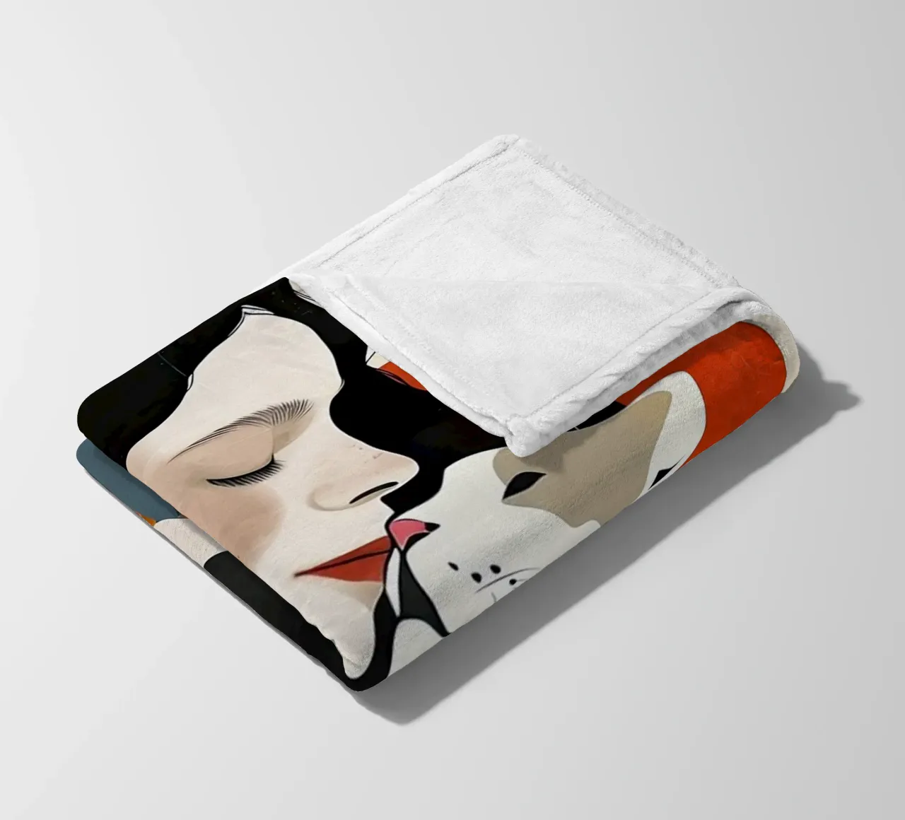 love you kitty animal art fleece blanket by Justyna Jaszke JBJart
