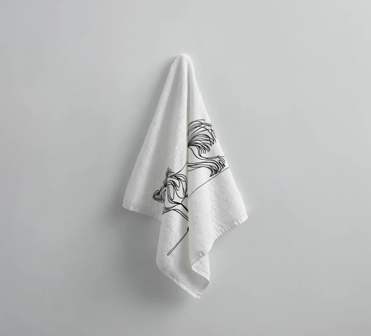 Chien chinois à crête Dessin au trait serviette de bain de WijdevenDesign