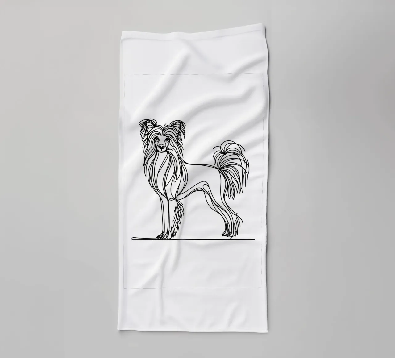 Chien chinois à crête Dessin au trait serviette de bain de WijdevenDesign