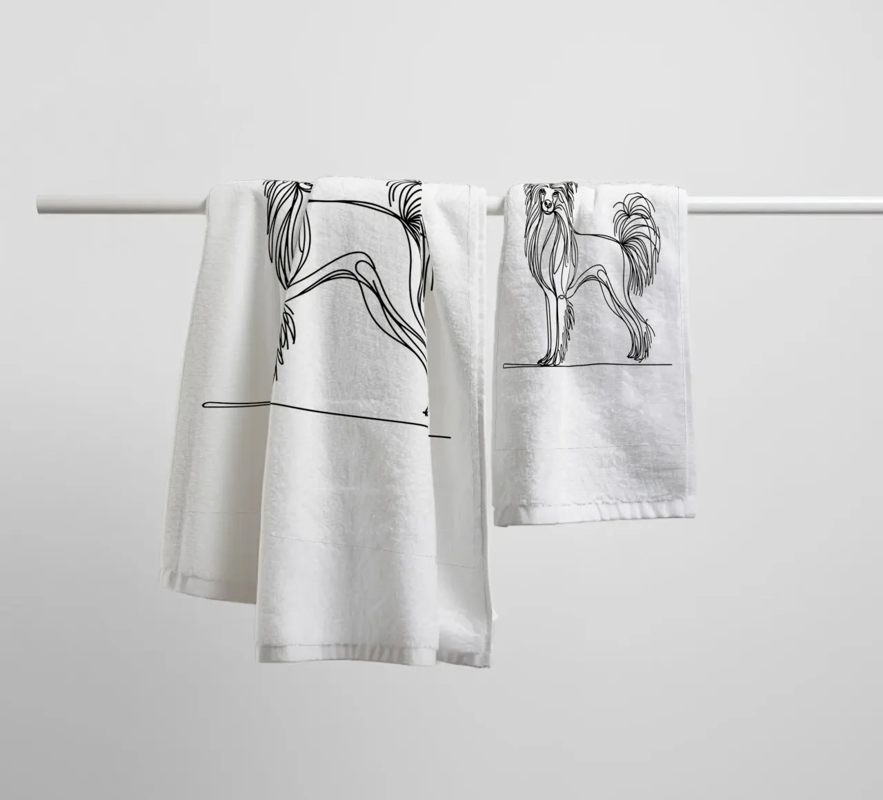 Chien chinois à crête Dessin au trait serviette de bain de WijdevenDesign