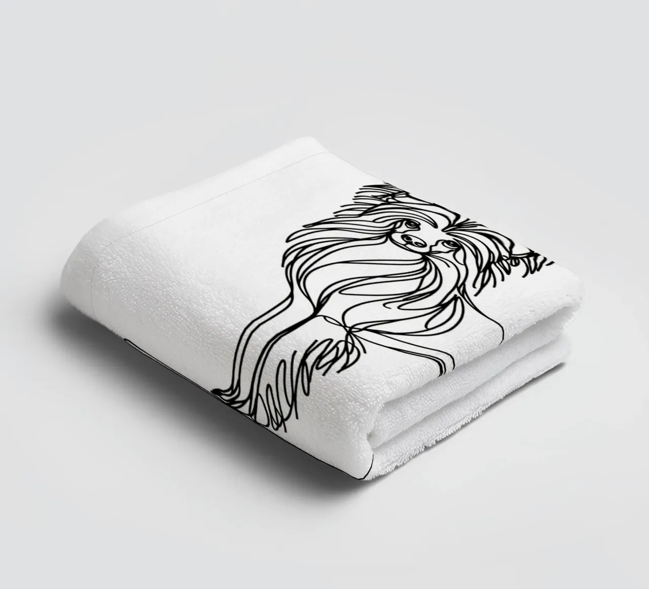 Chien chinois à crête Dessin au trait serviette de bain de WijdevenDesign