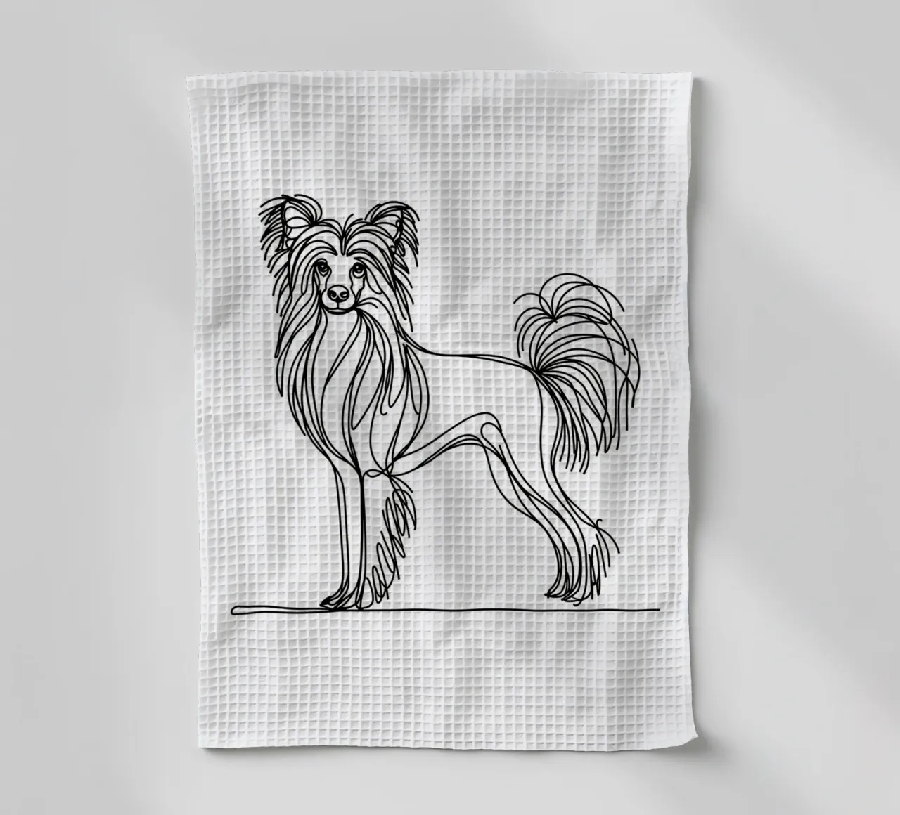 Chien chinois à crête Dessin au trait torchon de WijdevenDesign