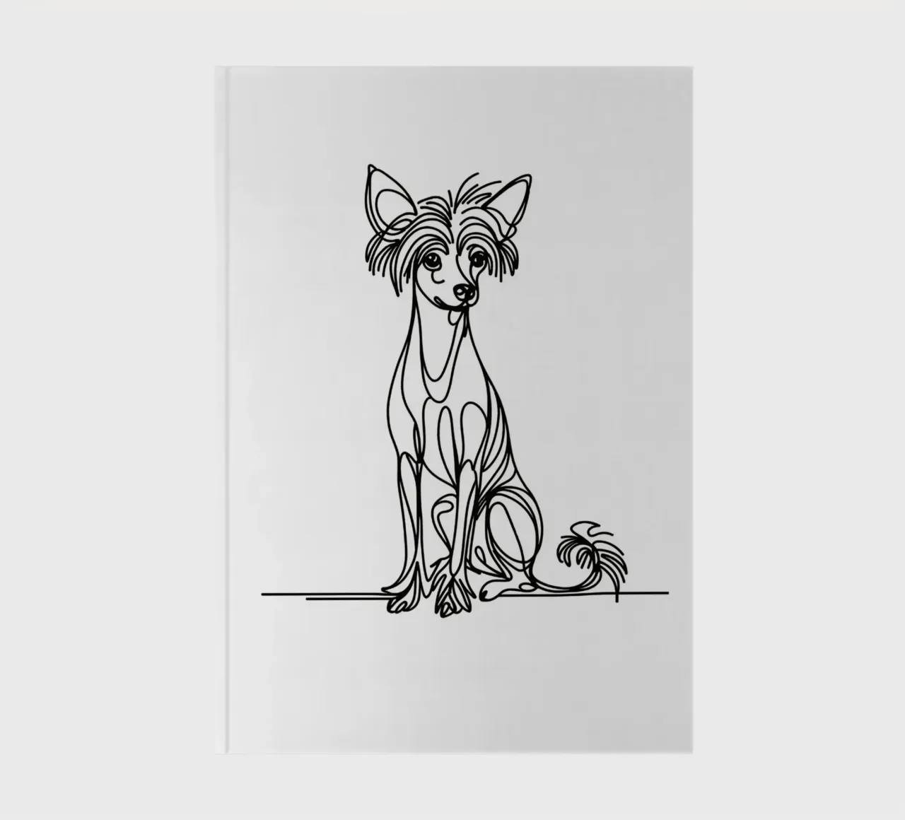 Chien chinois à crête Dessin au trait carnet de notes de WijdevenDesign