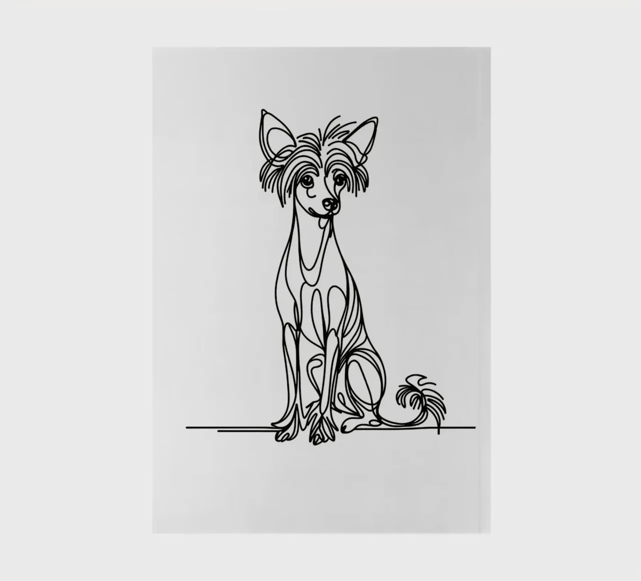 Chien chinois à crête Dessin au trait carnet de notes de WijdevenDesign