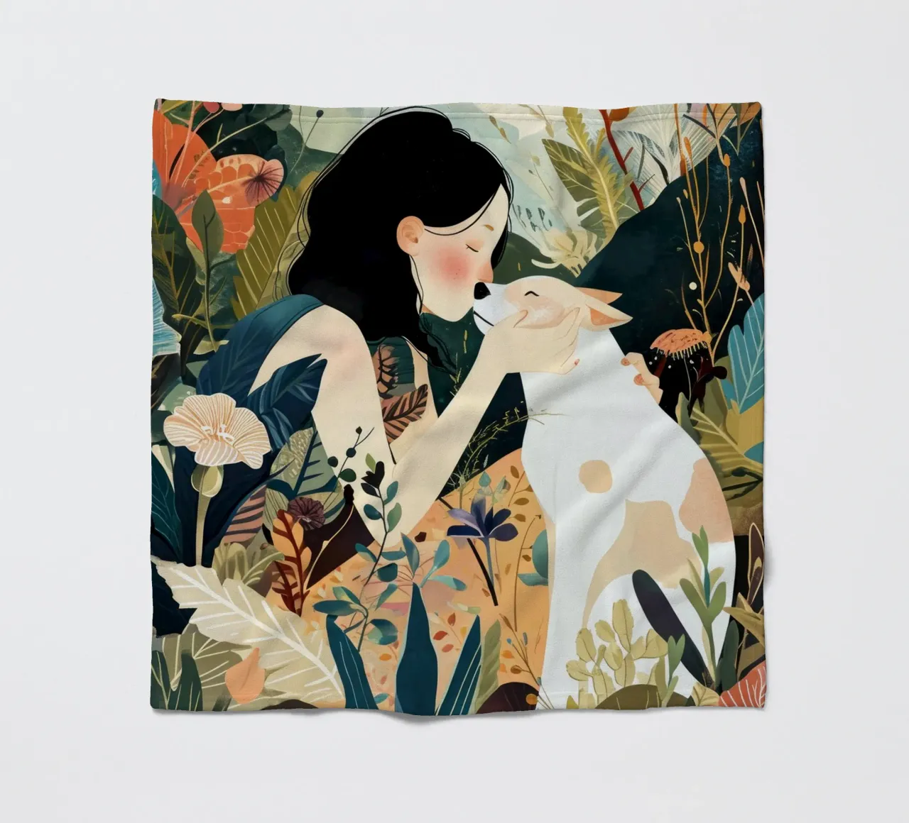 I love you doggy animal art fleece blanket by Justyna Jaszke JBJart