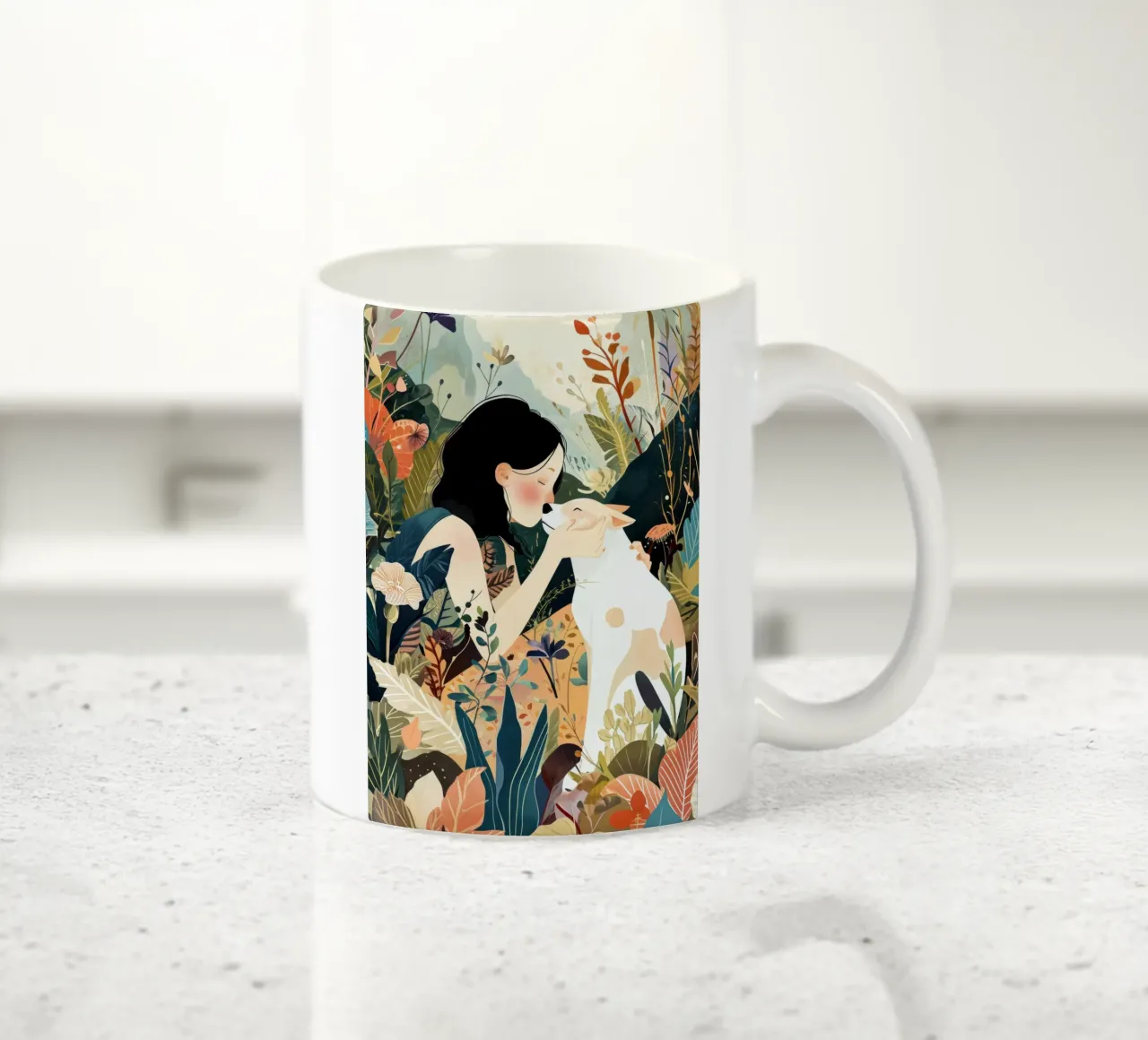 I love you doggy animal art ceramic mug by Justyna Jaszke JBJart