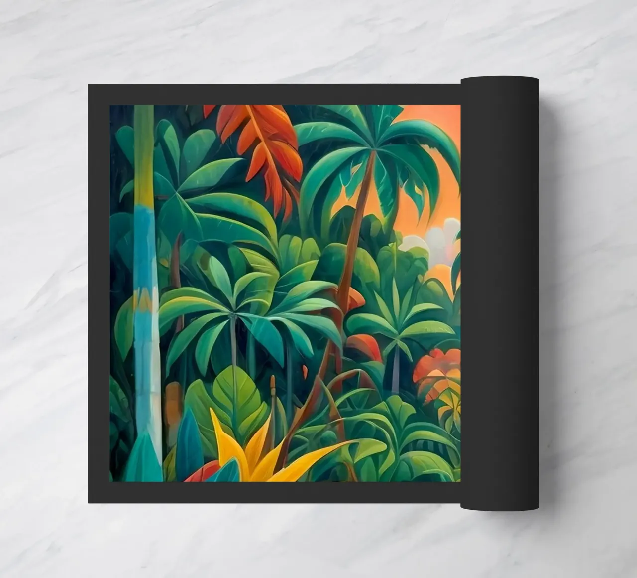Foresta nativa colorata - Collezione tropicale zerbino da Conde Arte