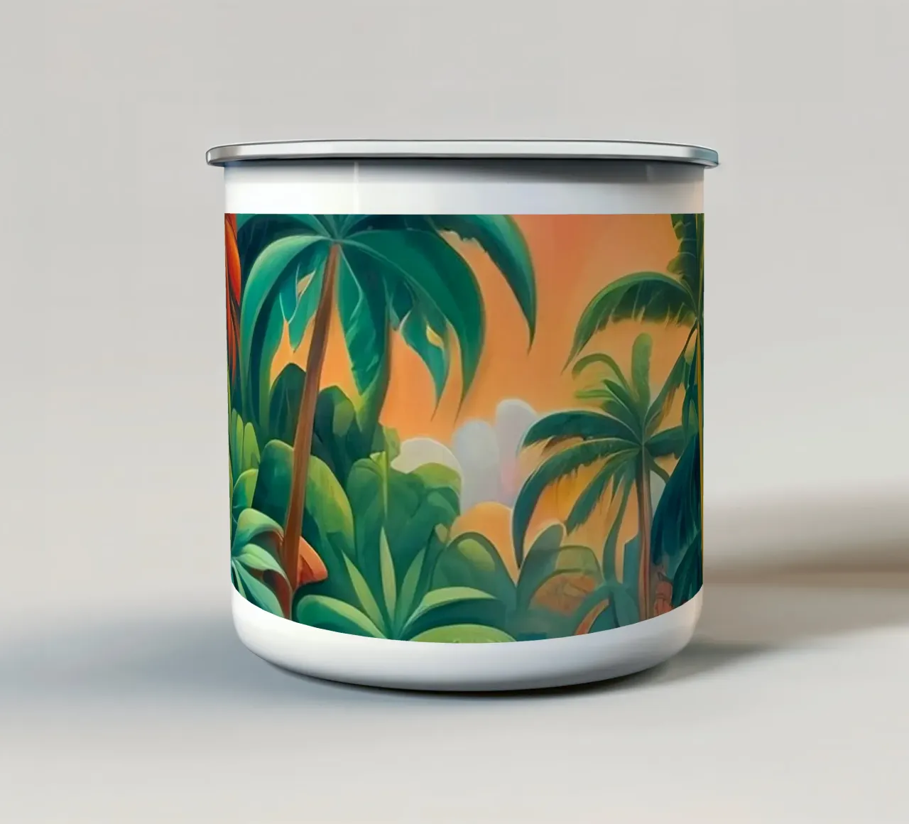 Foresta nativa colorata - Collezione tropicale tazza in smalto da Conde Arte