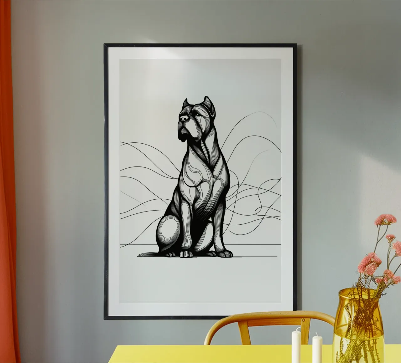 Cane Corso Dog Line Art Drawing poster da WijdevenDesign